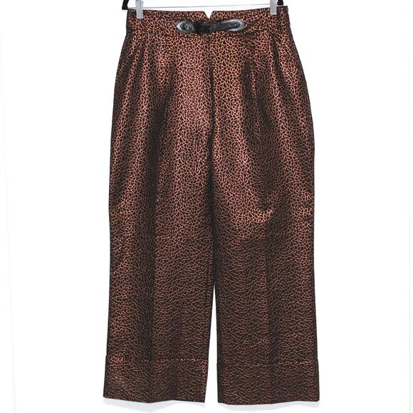 YARGICI Golden Brown Wide Leg Trouser Belt Detail Size 12 - Picture 1 of 12